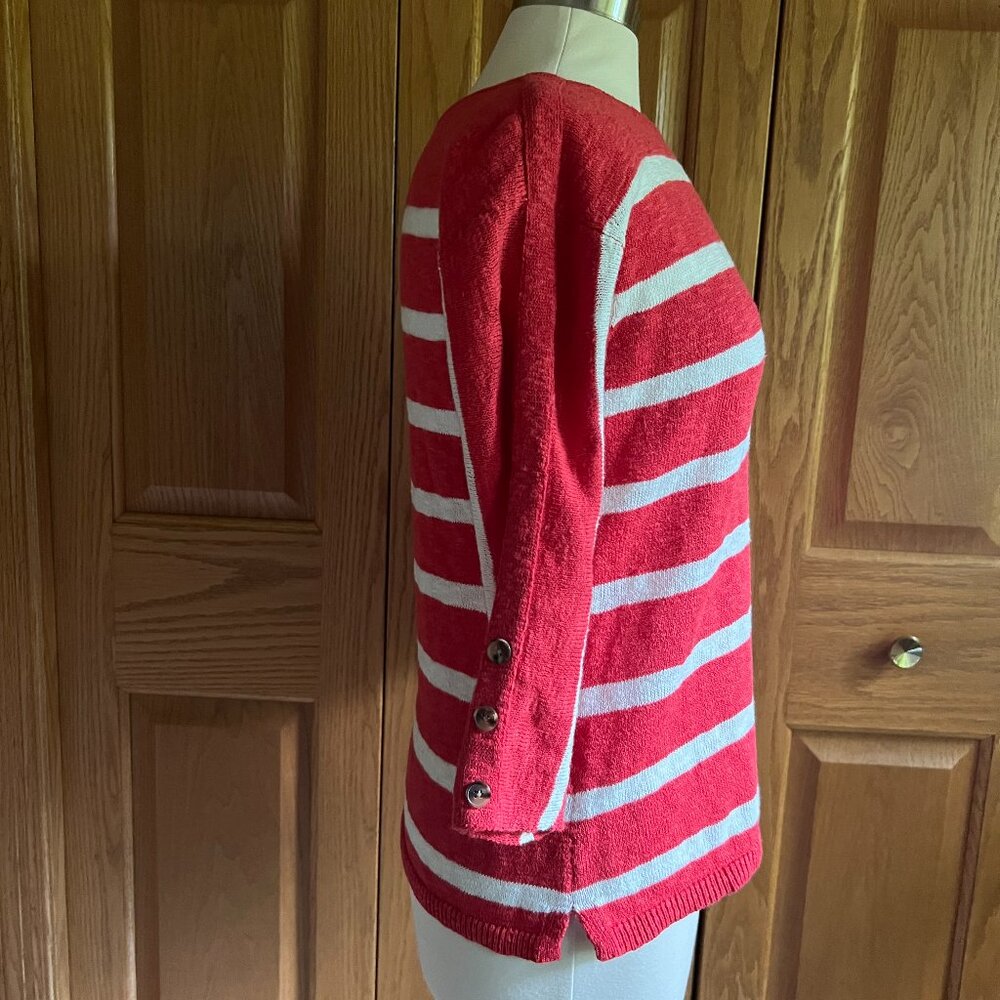 Talbots - Button Cuff Stripe Slub Pullover -- Exc… - image 4